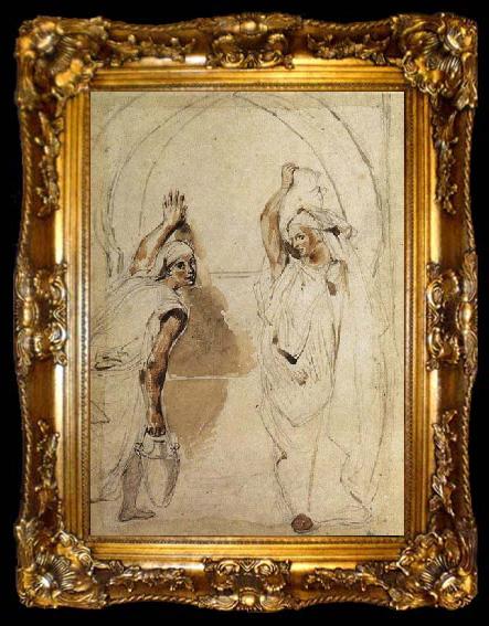 framed  Eugene Delacroix Two Women at the Well, ta009-2